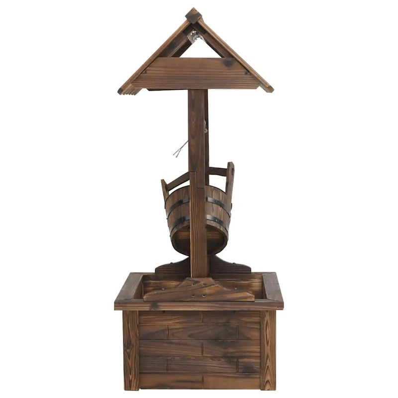 Wunschbrunnen Wasserbrunnen Gartenbrunnen Holz Pumpe Tannenholz 112cm