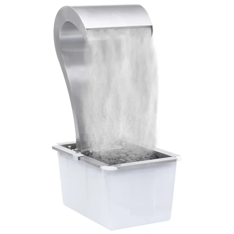 Garten Wasserfall Edelstahl 82cm LED Wasserspiel Pool Schwalldusche Pumpe