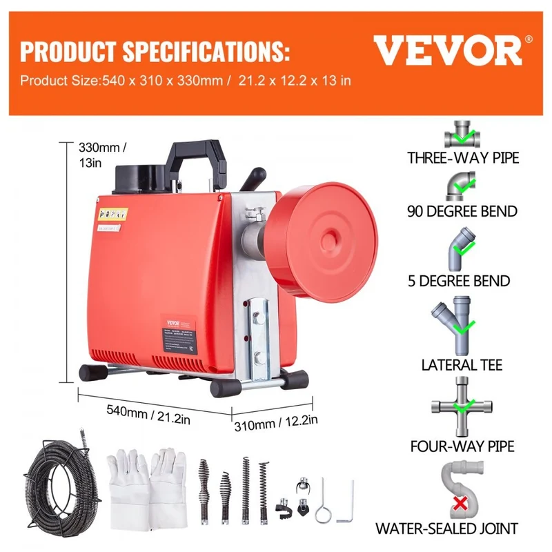 250W Rohrreinigungsmaschine Rohrreinigungsgerät Rohrreiniger 20m Spirale