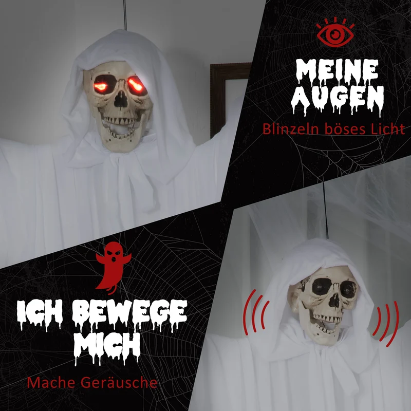 Halloween Dekoration Gespenst Soundfunktion Spezialeffekte 153cm
