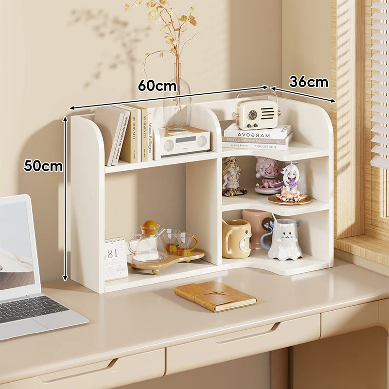Multifunktionale Desktop-Regalorganisator mit erhöhtem Rücken und offenen Fächern