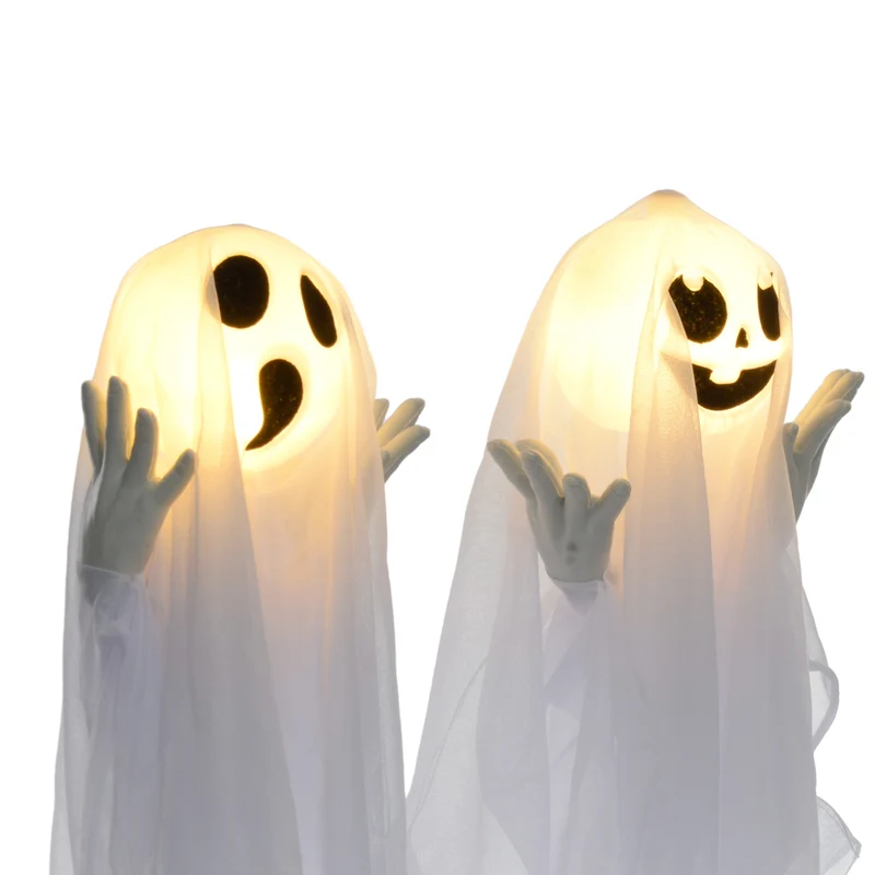 Halloween Dekoration 3x Geister Bewegungssensor 54x10x60cm Leuchtend