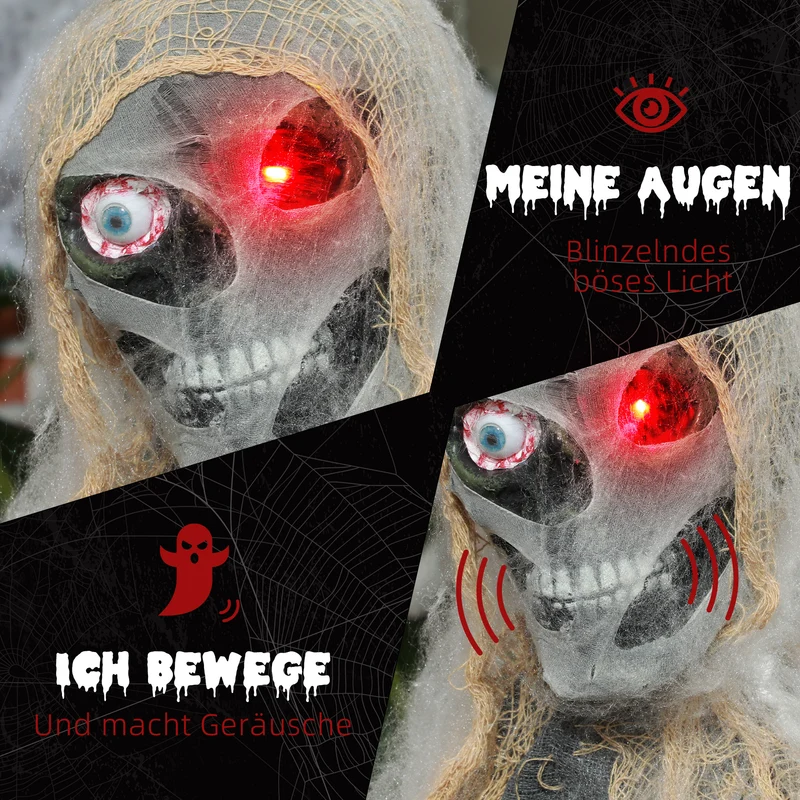 Halloween Dekoration Mumie 55x18x35cm Biegsame Arme
