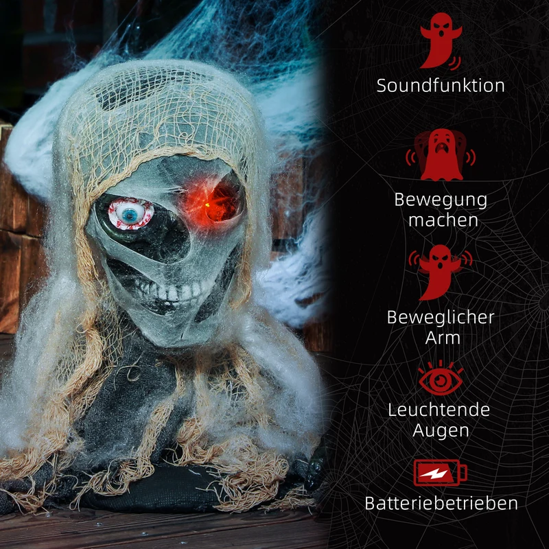 Halloween Dekoration Mumie 55x18x35cm Biegsame Arme