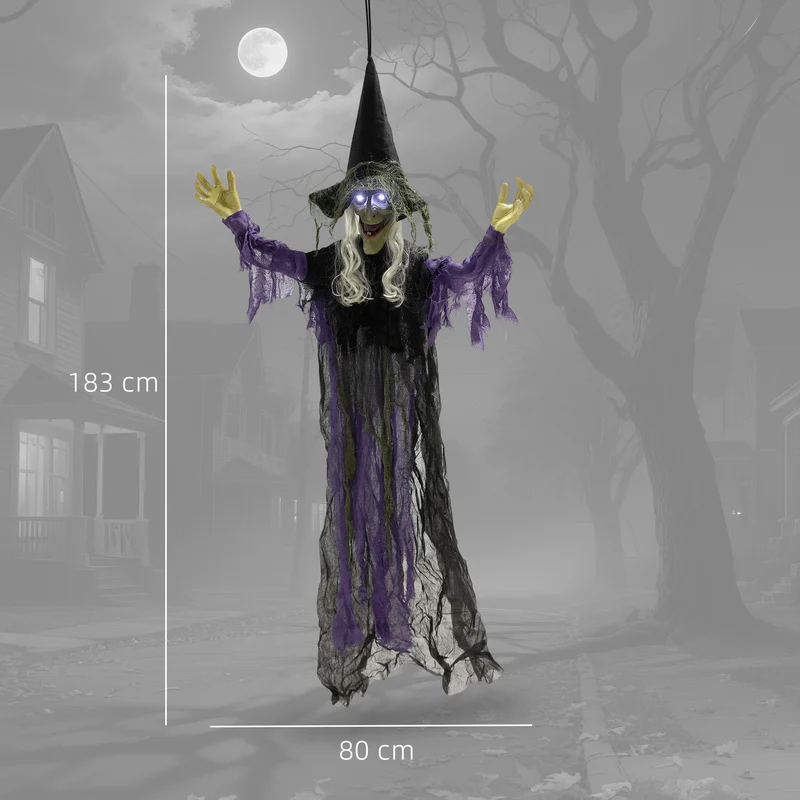 Halloween Dekoration Hängende Hexe LED-Lichter Sound Verstellbare Arme
