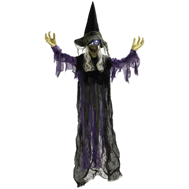 Halloween Dekoration Hängende Hexe LED-Lichter Sound Verstellbare Arme