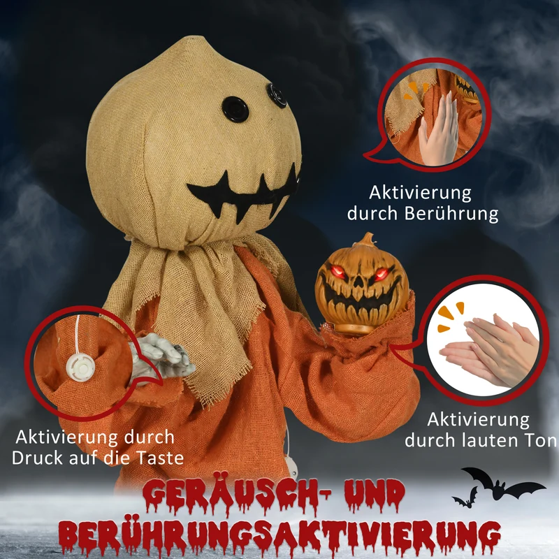 Halloween Vogelscheuche Dekoration Beweglich Geräusche Batteriebetrieben