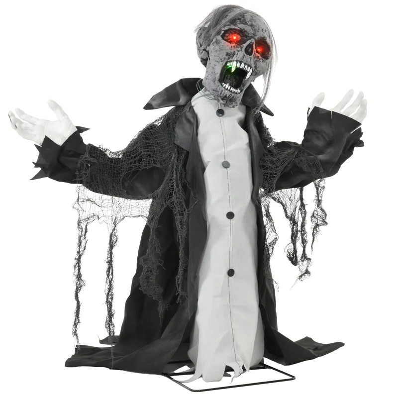 Halloween Deko Skelett Zombie Beweglich Bewegungssensor LED Sound 75cm