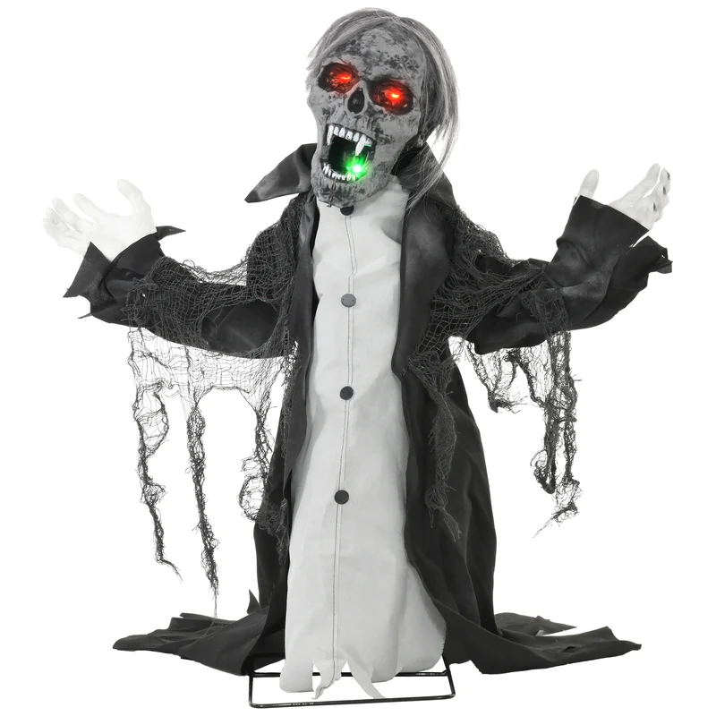 Halloween Deko Skelett Zombie Beweglich Bewegungssensor LED Sound 75cm