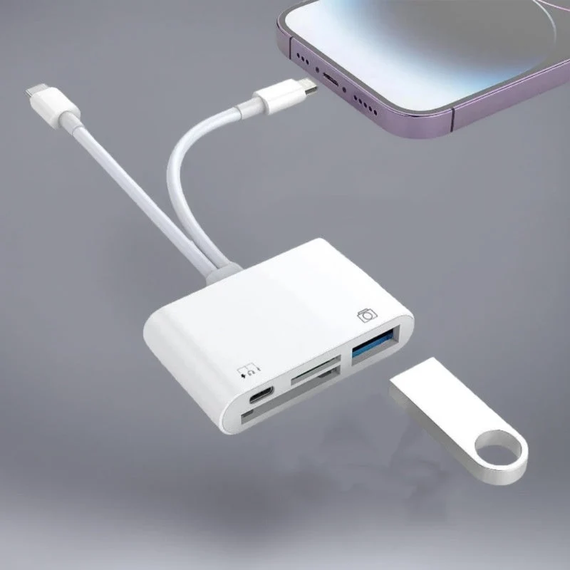 🛍️ 50 % Rabatt – 3-in-1 Speicherkartenleser für Handy & Tablet – USB-C, Lightning, USB-A – Plug & Play für iPhone , Android, PC & Mac 📱
