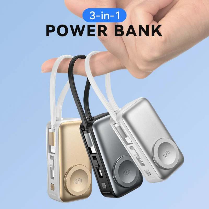 📢50 % RABATT⏰ 3‑in‑1 Magnetische Mini‑Powerbank 5000 mAh, kabelloses Laden für iPhone, Watch & Android