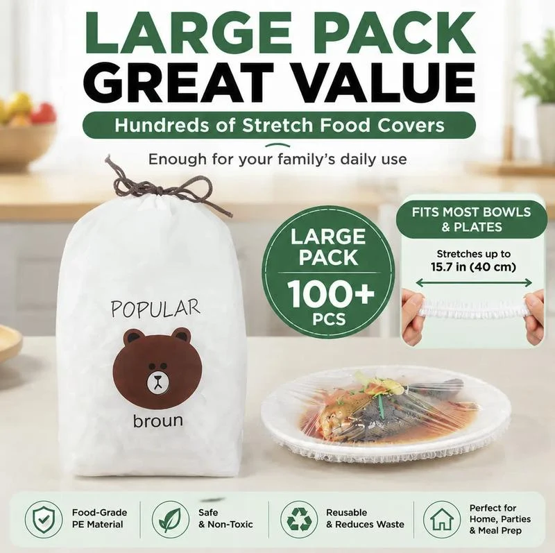 🍱 50% RABATT! 🧊 100 Pcs Einweg-Dehnfolien für Schalen & Teller – Elastisch, lebensmittelecht & vielseitig – Perfekte Alternative zu Frischhaltefolie für die Küche ✨