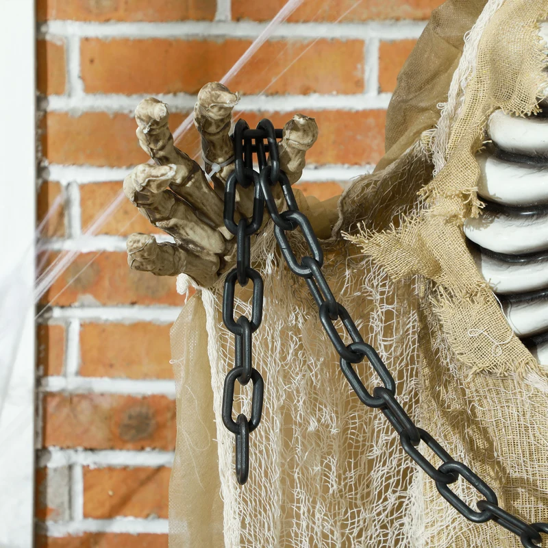 Halloween Dekoration Skelett Hängend Leuchtender Kopf Soundeffekt 90cm