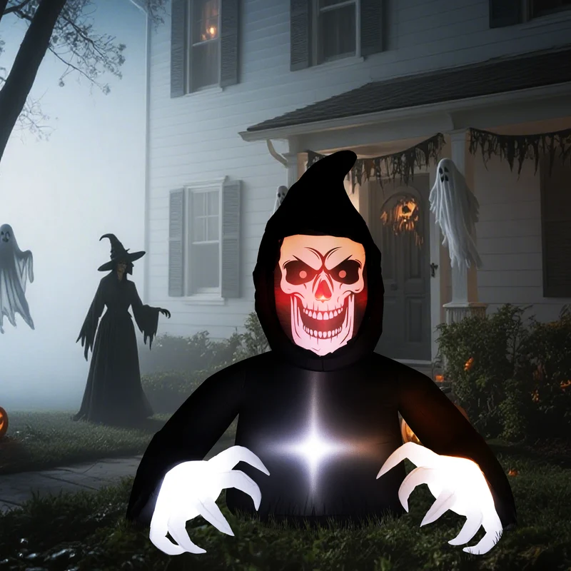 Halloween Aufblasbare Dekoration Sensenmann LED-Leuchten Gebläse 180cm