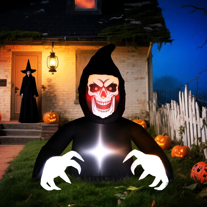 Halloween Aufblasbare Dekoration Sensenmann LED-Leuchten Gebläse 180cm