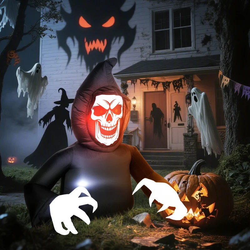 Halloween Aufblasbare Dekoration Sensenmann LED-Leuchten Gebläse 180cm