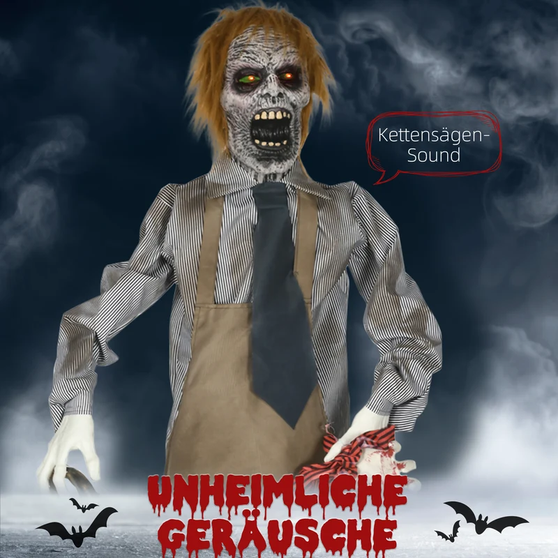 Halloween Animatronic Kettensägenmörder Motorsägensound Schaltautomatik Deko