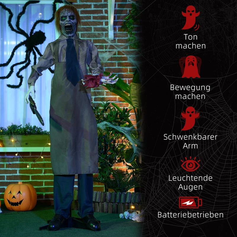 Halloween Animatronic Kettensägenmörder Motorsägensound Schaltautomatik Deko