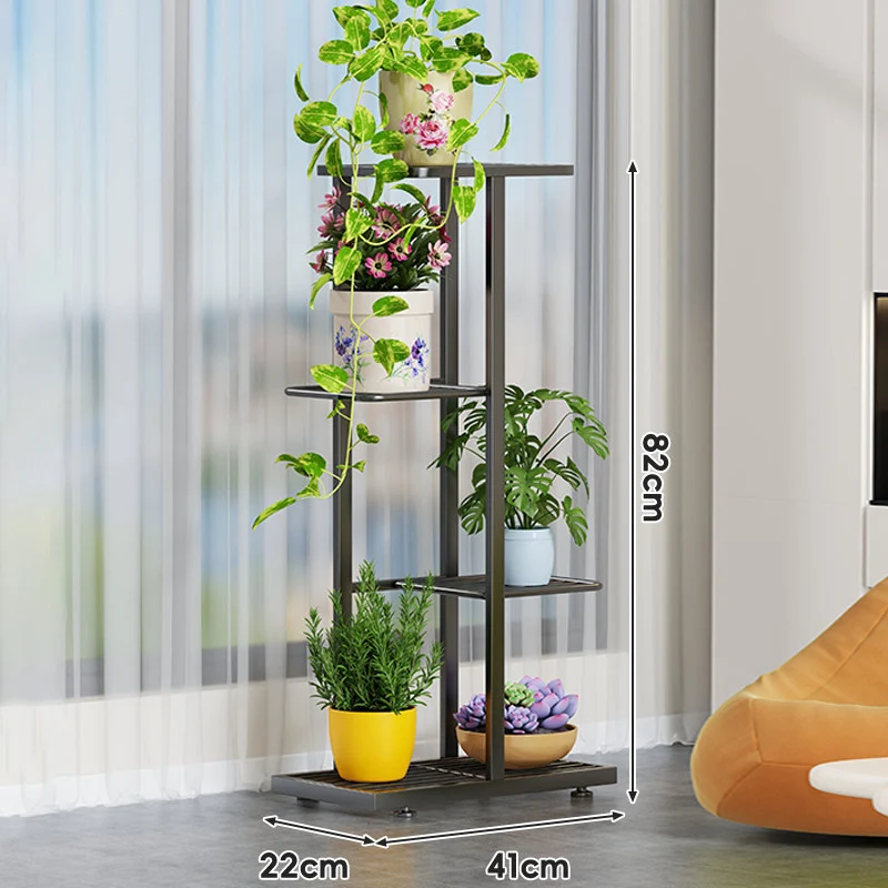 Indoor Mehrstufiger Vertikaler Pflanzenständer mit Lattenboden und gestuften Regalen