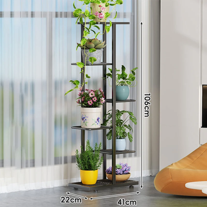 Indoor Mehrstufiger Vertikaler Pflanzenständer mit Lattenboden und gestuften Regalen
