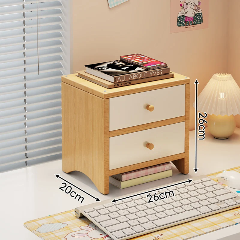 Dual-Höhen Holz Monitorständer und Desktop-Organizer mit zwei Schubladen