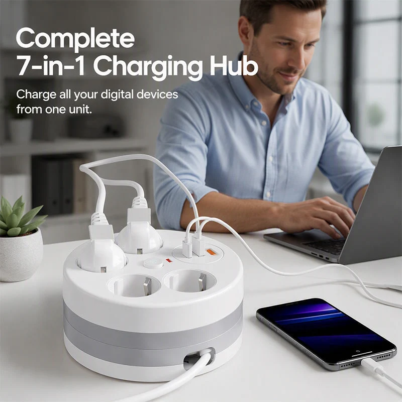 🔌 50% RABATT! ⚡ Steckdosenleiste mit Kabelaufroller – 4-fach, USB-Anschlüsse & 2,8 m einziehbares Kabel – Perfekte Ordnung für Zuhause & Büro ✨