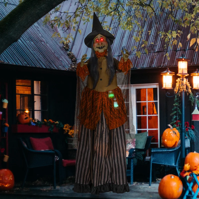 Halloween Animatronic Hexe Zaubertrank Deko 183cm Beweglich