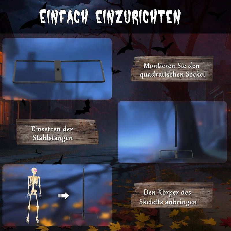 Halloween Skelett-Figur Dekoration Beweglich Leuchtende Augen Sound