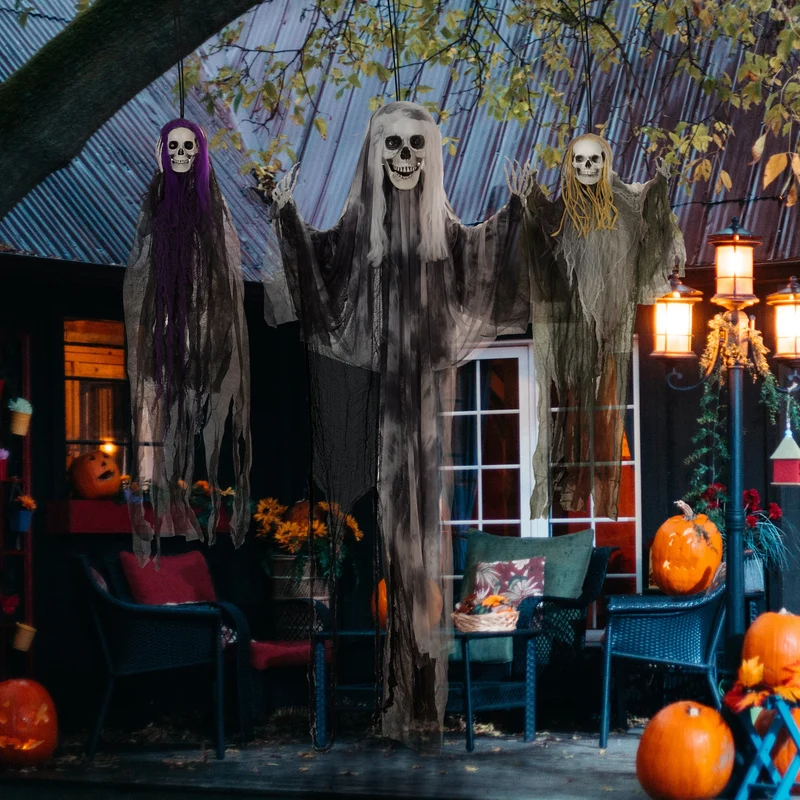Halloween 3x Hängende Skelett Geister Deko Geist Verstellbare Arme