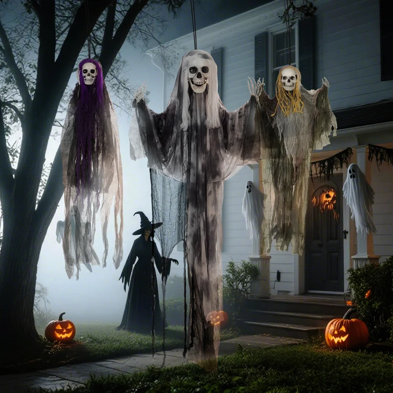 Halloween 3x Hängende Skelett Geister Deko Geist Verstellbare Arme