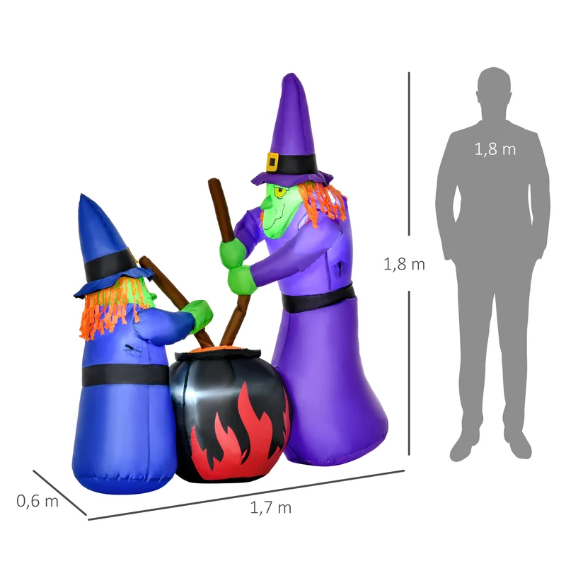 Halloween Aufblasbare Hexe Hexenkessel LED Beleuchtung Halloween Deko