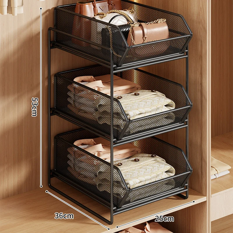 Doppel-Layer Metall-Mesh Ausziehbarer Kleiderschrank-Organizer für Handtaschen und gefaltete Kleidung