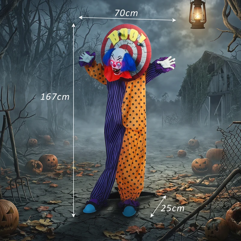 Halloween Animatronic Clown Deko Horror Grusel Dekoration 167cm