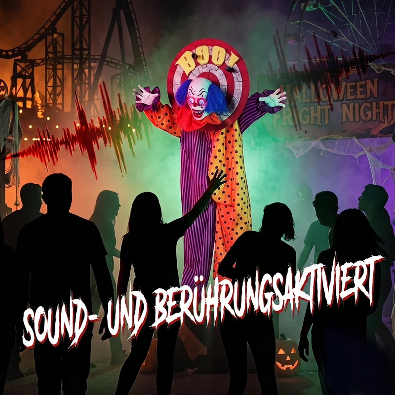 Halloween Animatronic Clown Deko Horror Grusel Dekoration 167cm