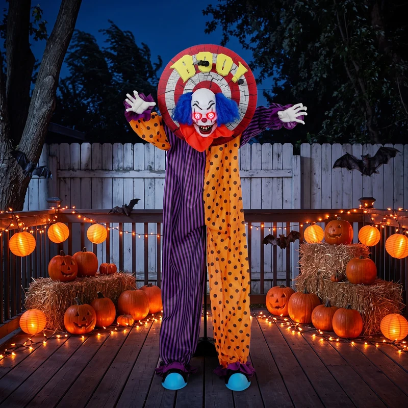 Halloween Animatronic Clown Deko Horror Grusel Dekoration 167cm