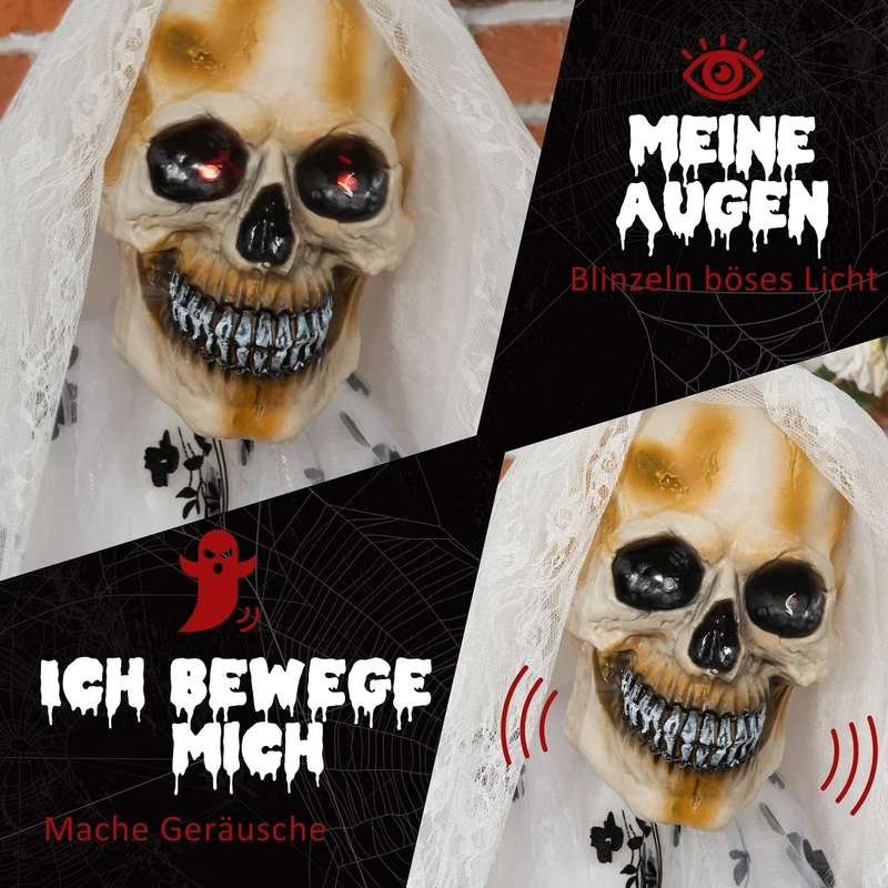 Halloween Animatronic Dekoration Geisterbraut Geist Skelett 170cm