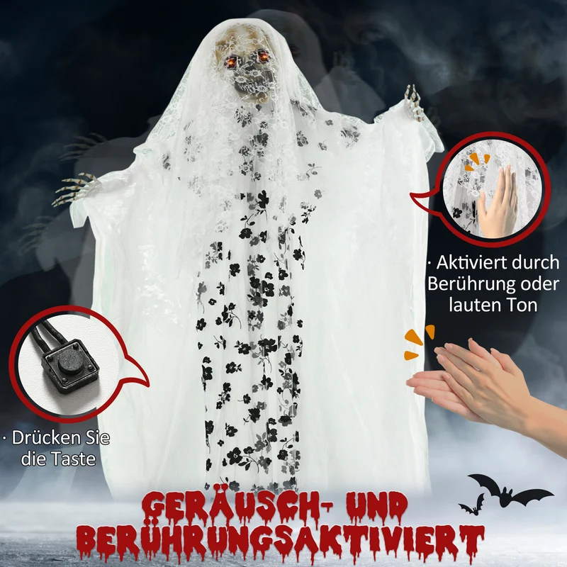 Halloween Animatronic Dekoration Geisterbraut Geist Skelett 170cm