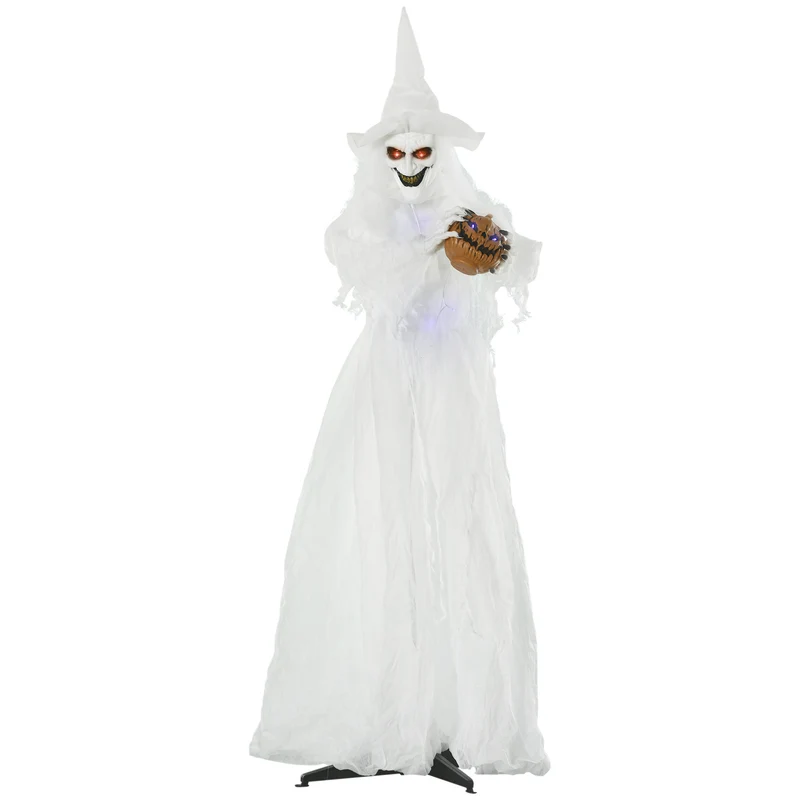 Halloween Hexe Figur Kürbiskopf Außendekoration Gartendeko 189cm