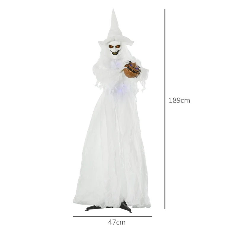 Halloween Hexe Figur Kürbiskopf Außendekoration Gartendeko 189cm