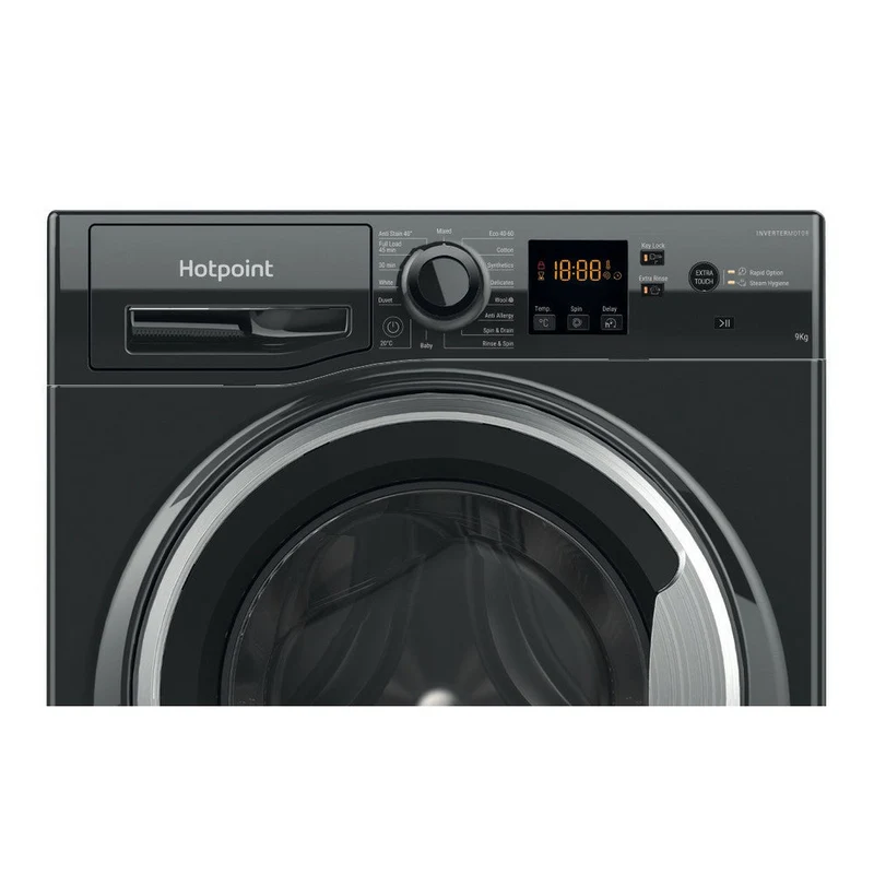 Hotpoint 9KG 1400RPM freistehend Waschmaschine - Schwarz | HNR9W64BSIRE