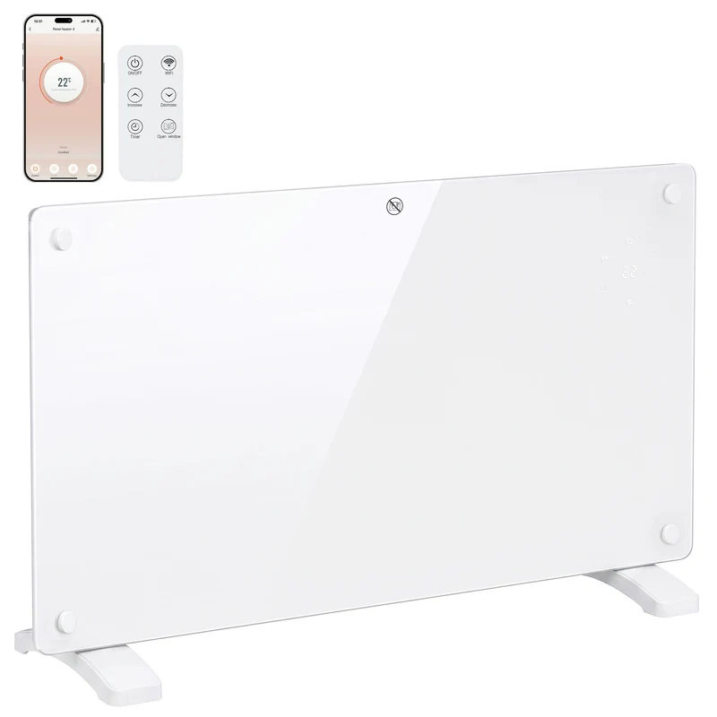 1500W Smart Panel Heater, WiFi, Alexa & Google, Wall or Floor, White