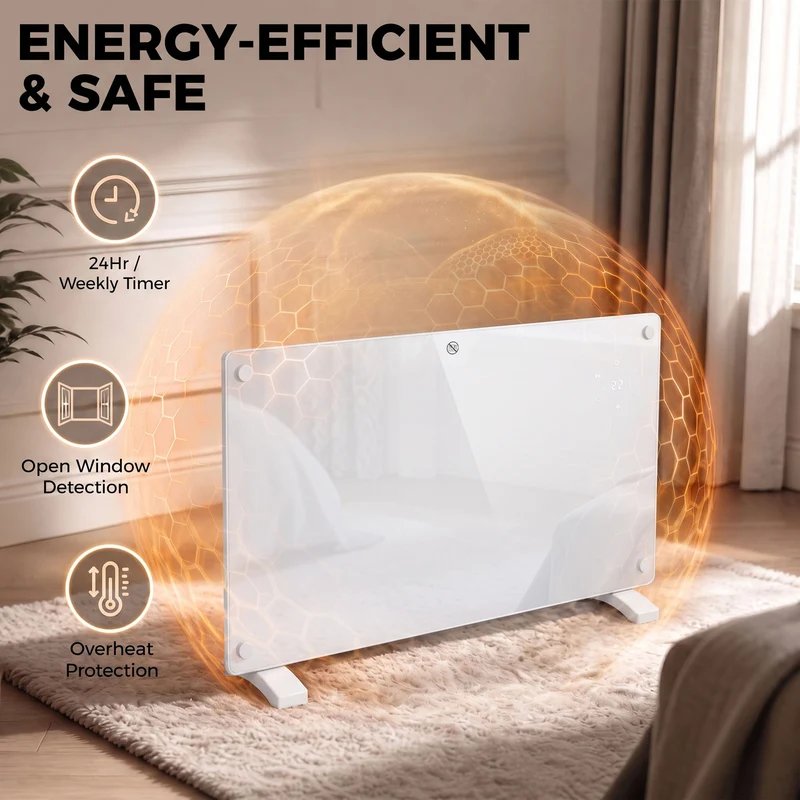 1500W Smart Panel Heater, WiFi, Alexa & Google, Wall or Floor, White