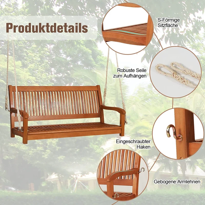 2-Sitzer Hängebank Gartenschaukel Schaukelbank Outdoor Gartenbank
