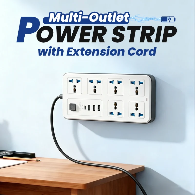 🔌 50 % RABATT ⚡ Mehrfachsteckdose mit langer Verlängerungsschnur – USB-Ports inklusive, Überspannungsschutz & kompaktes Design 📱