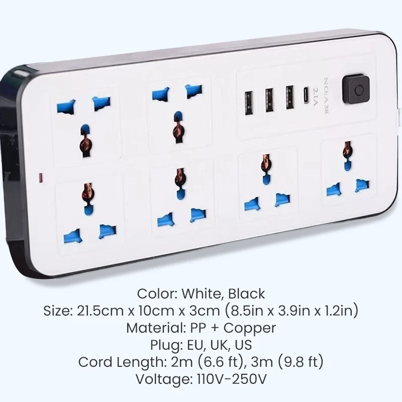🔌 50 % RABATT ⚡ Mehrfachsteckdose mit langer Verlängerungsschnur – USB-Ports inklusive, Überspannungsschutz & kompaktes Design 📱