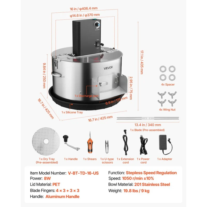 370mm 2-in-1 Erntemaschine Manuell Elektrisch Knospenblatt Trimmer