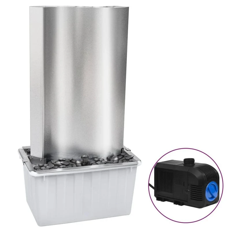 Gartenbrunnen Edelstahl 60x37x122cm LED Springbrunnen Wasserspiel Pumpe