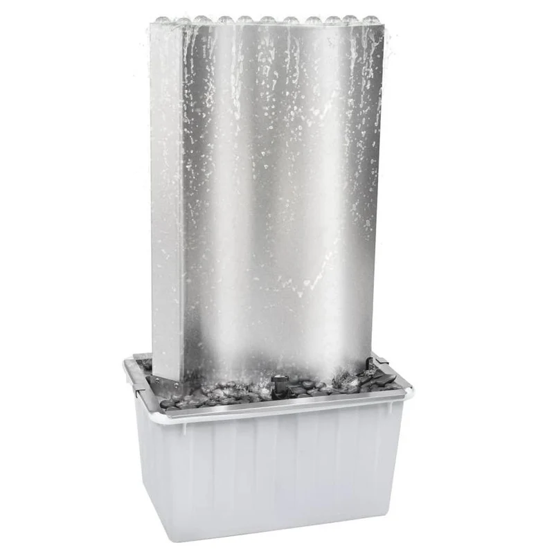 Gartenbrunnen Edelstahl 60x37x122cm LED Springbrunnen Wasserspiel Pumpe