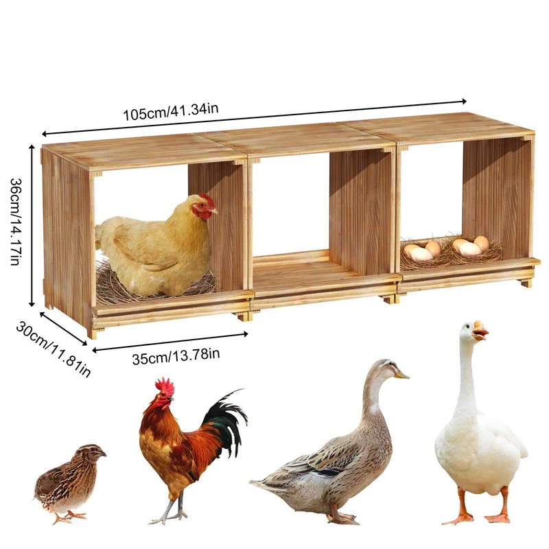 3x Legenest Hühnernest Brutnest Legebox aus Kiefernholz Hühner