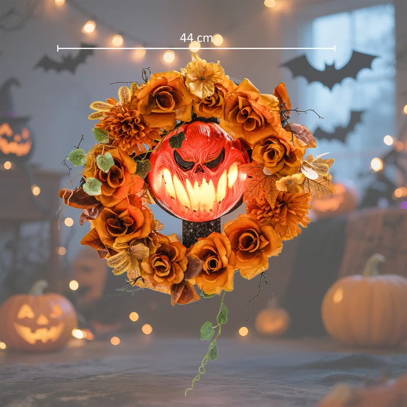 Halloween Kranz Kürbis Lichteffekte Türdeko Dekoration